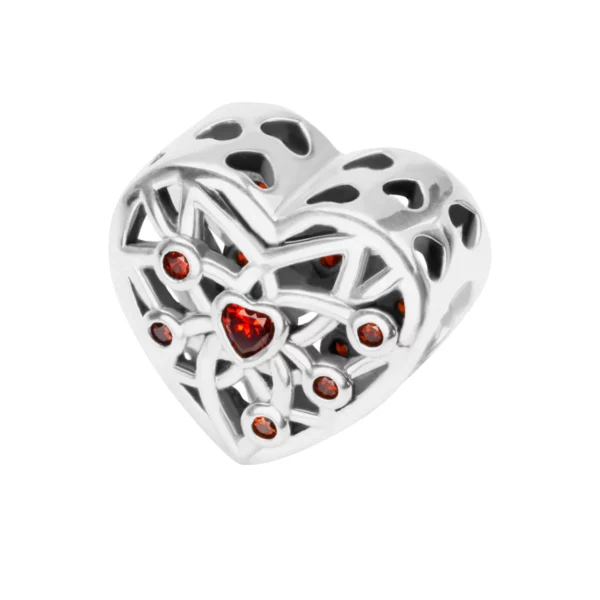 Zawieszka srebrna-Beads z cyrkoniami serce