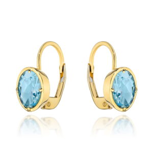 Kolczyki złote z kolekcji "COLORFUL STONE" - topaz owal