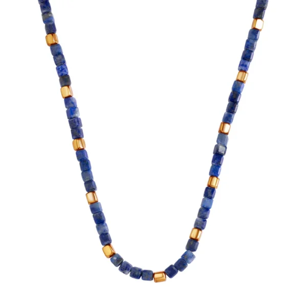 Naszyjnik srebrny pozłacany z lapis lazuli