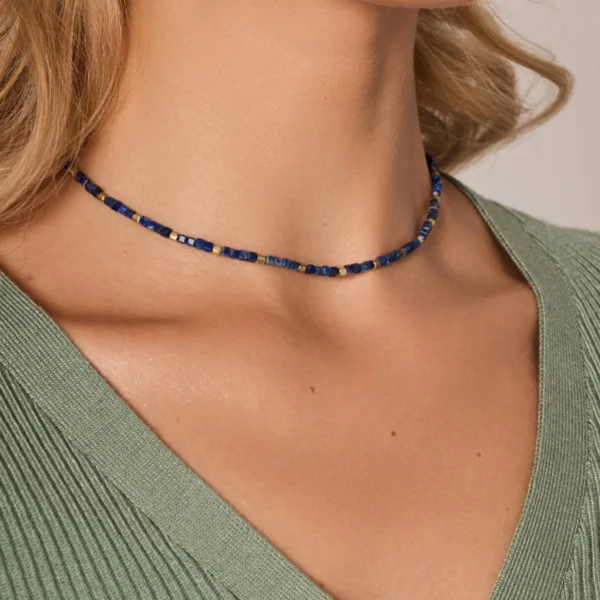 Naszyjnik srebrny pozłacany z lapis lazuli - obrazek 2