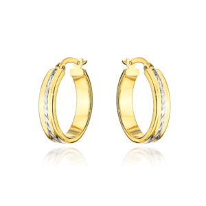 Kolczyki kółko i białe diamentowanie w środku 1,8 cm