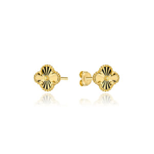 Kolczyki złote diamentowana koniczynka 6 mm pr. 375