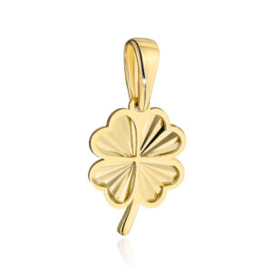 Zawieszka złota diamentowana koniczynka z łodygą pr. 375