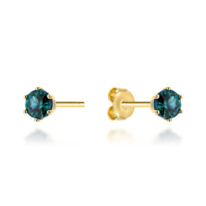 Kolczyki złote na sztyfcie z kamieniem - London blue topaz